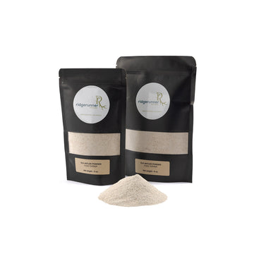 a 4oz and 8oz bag of Antler Powder on a white background