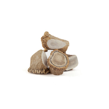 four extra large elk medallions in a pile on a white background