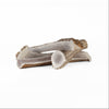 four extra large split and quarter split elk antlers in a pile on a white background